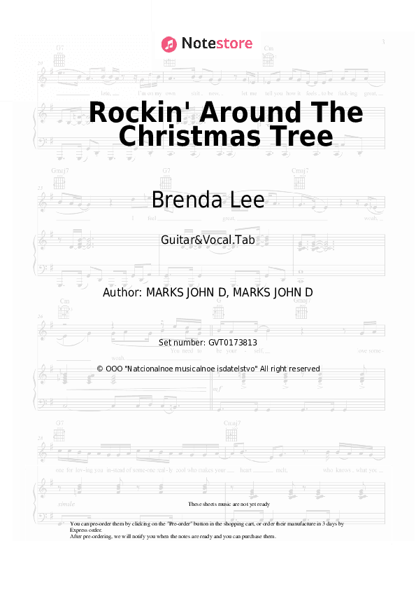 Rockin' Around The Christmas Tree - Brenda Lee Chords and Voice - Guitar&Vocal.Tab
