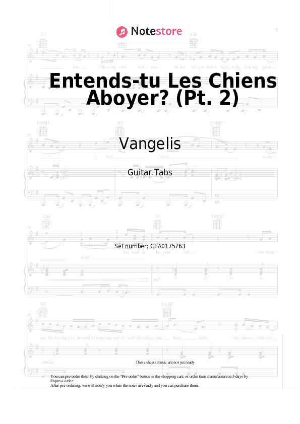 Entends-tu Les Chiens Aboyer? (Pt. 2) - Vangelis Tabs - Guitar.Tabs