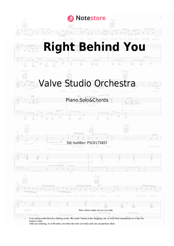 Right Behind You - Valve Studio Orchestra Piano Sheet Music and Chords - Piano.Solo&Chords