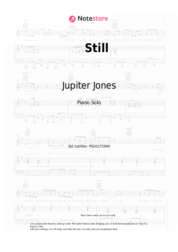 Still - Jupiter Jones Piano Sheet Music - Piano.Solo