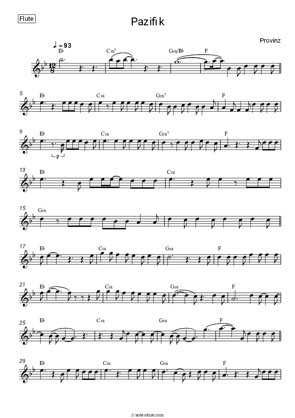 Pazifik - Provinz Flute Sheet Music - Flute