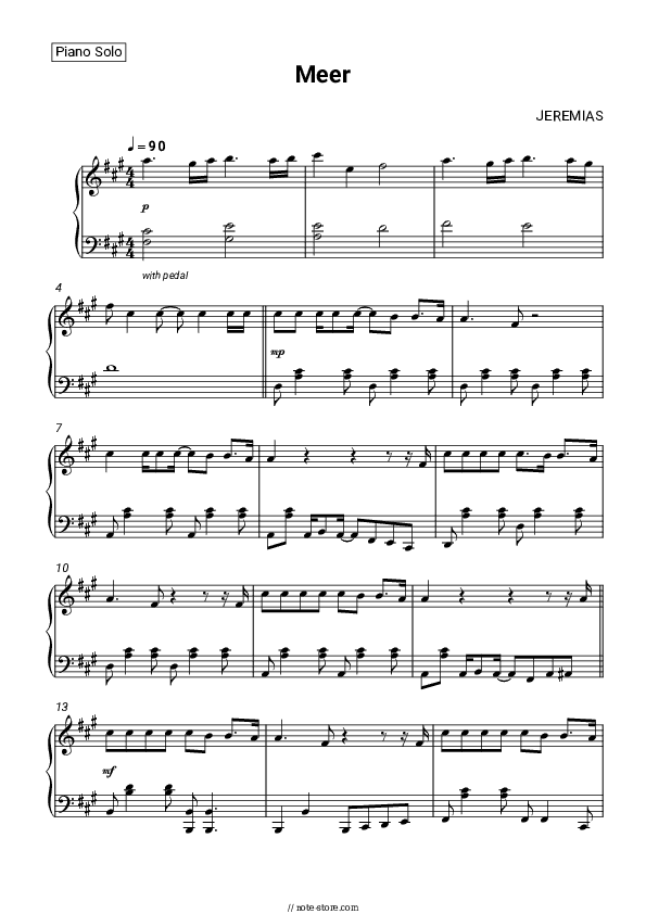 Meer - JEREMIAS Piano Sheet Music - Piano.Solo