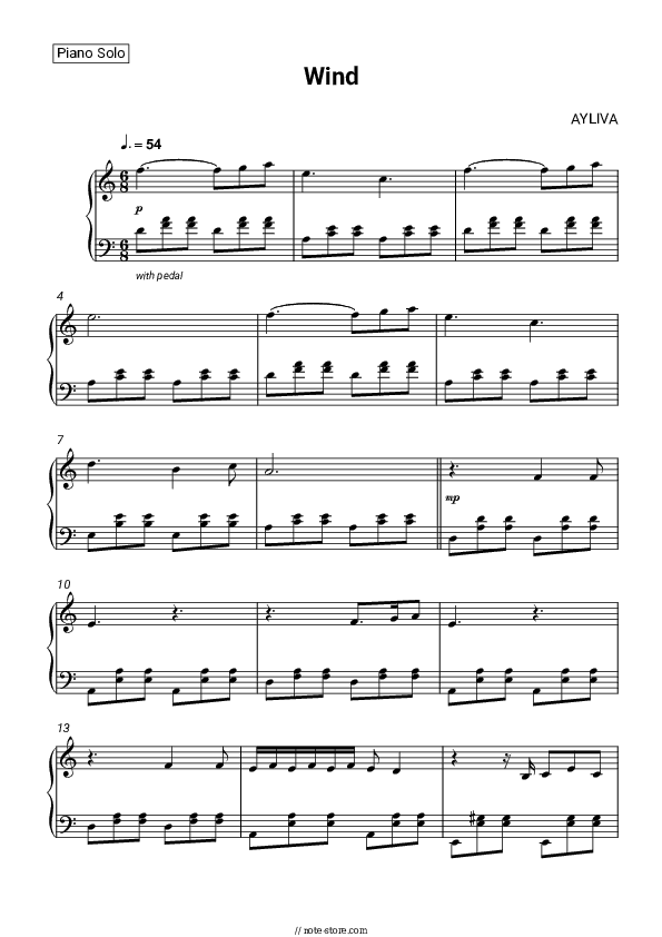 Wind - AYLIVA Piano Sheet Music - Piano.Solo