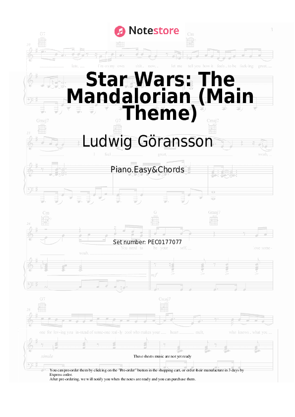 Star Wars: The Mandalorian (Main Theme) - Ludwig Göransson Sheet Music Easy and Chords - Piano.Easy&Chords