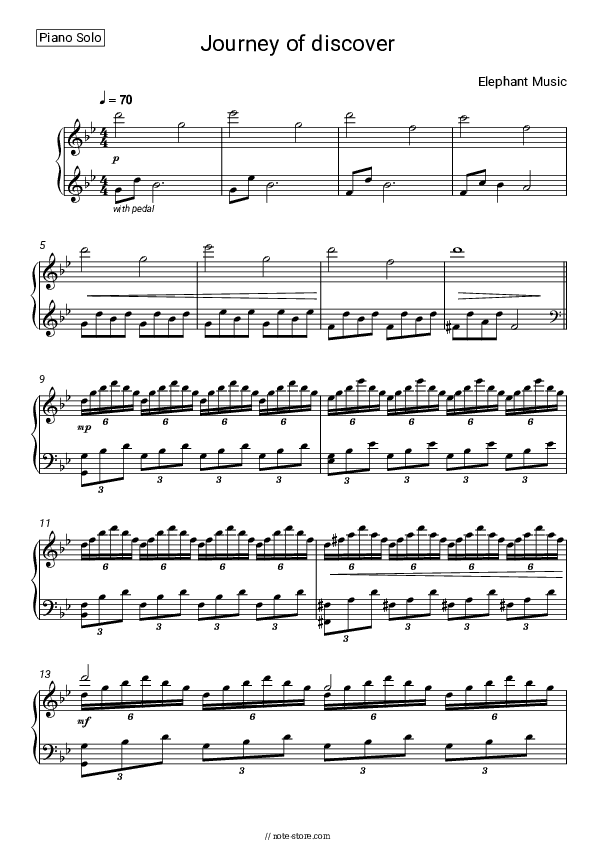 Journey of discovery - Elephant Music Piano Sheet Music - Piano.Solo