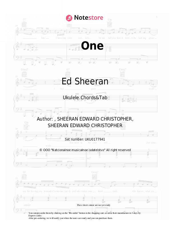 One - Ed Sheeran Ukulele Sheet Music - Ukulele.Chords&Tab