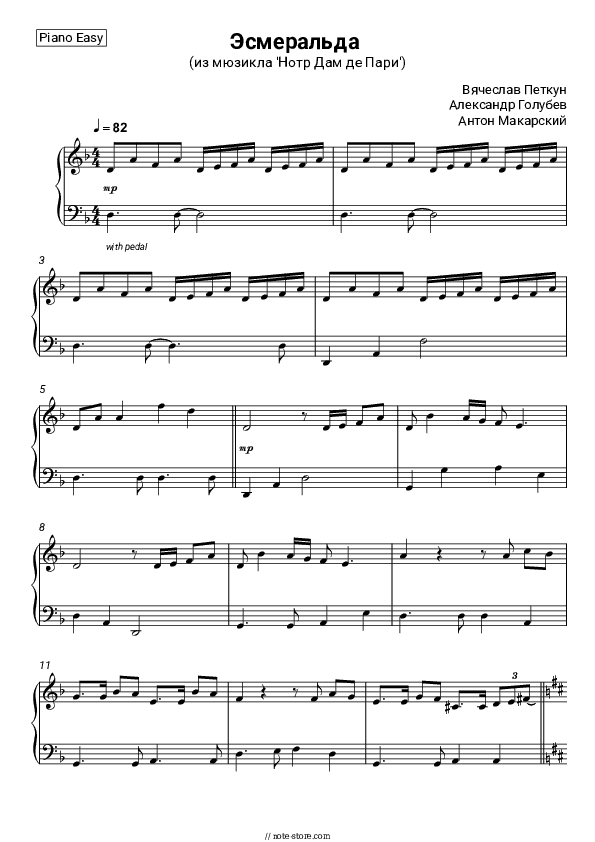 Belle - Vyacheslav Petkun, Alexander Golubev, Anton Makarsky Piano Sheet Music Easy - Piano.Easy