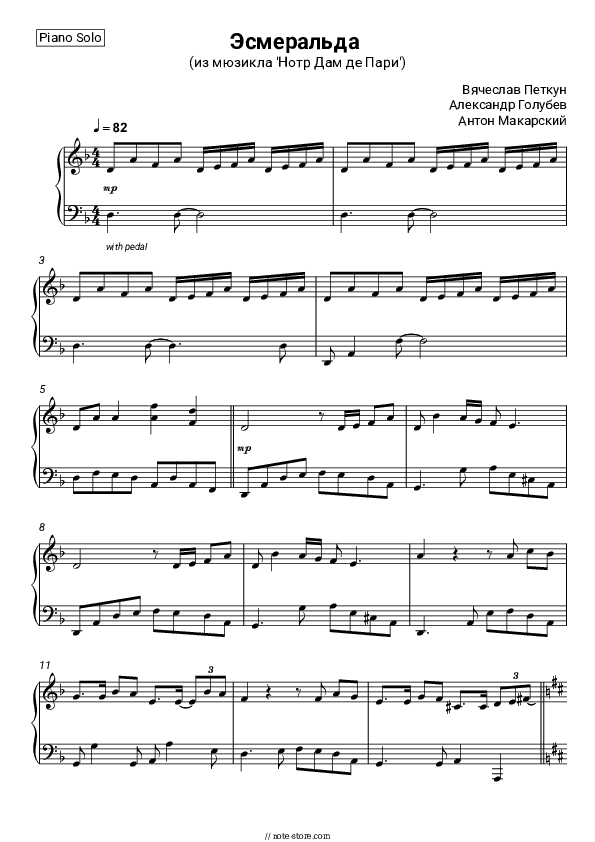 Belle - Vyacheslav Petkun, Alexander Golubev, Anton Makarsky Piano Sheet Music - Piano.Solo