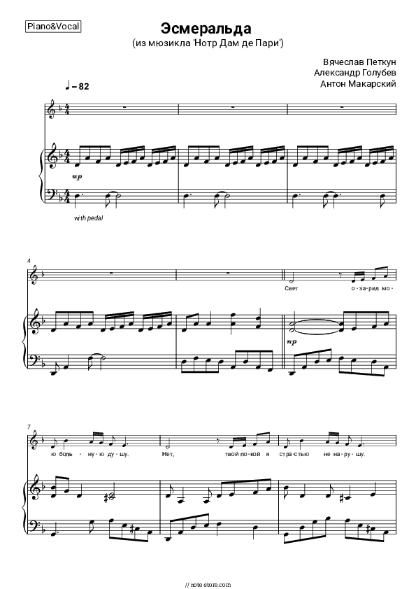 Belle - Vyacheslav Petkun, Alexander Golubev, Anton Makarsky Piano Sheet Music with the Voice part - Piano&Vocal