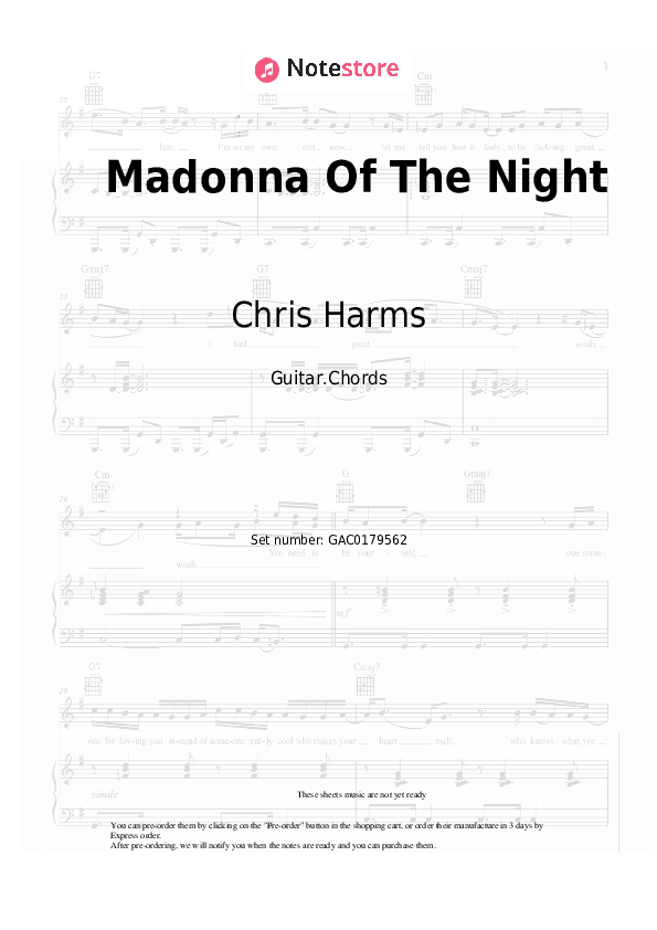 Madonna Of The Night - Chris Harms, Sven Friedrich Chords - Guitar.Chords