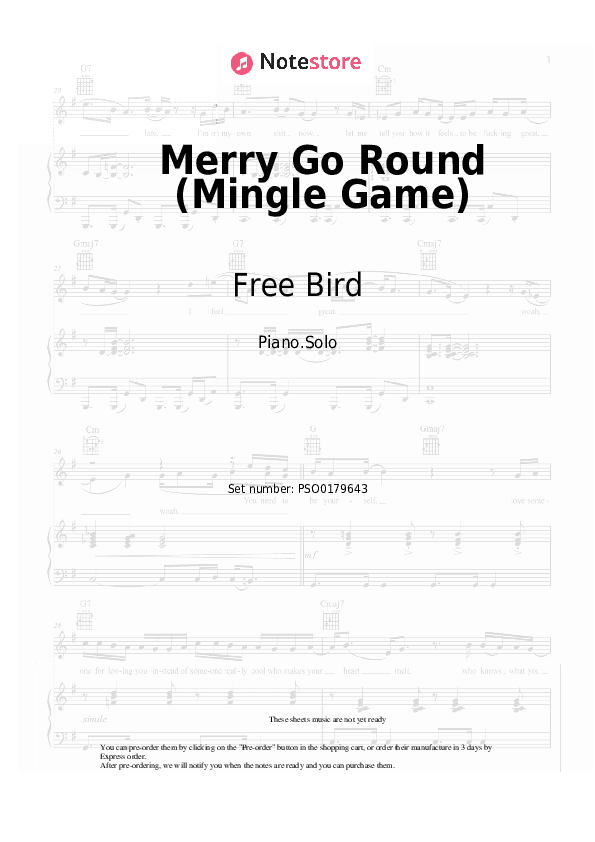 Merry Go Round (Mingle Game) - Free Bird Piano Sheet Music - Piano.Solo