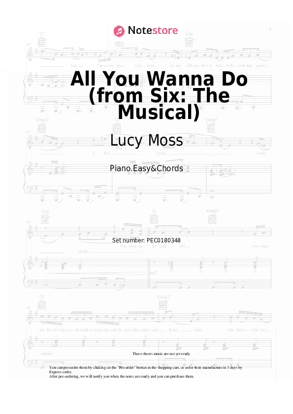 All You Wanna Do (from Six: The Musical) - Lucy Moss, Toby Marlow Sheet Music Easy and Chords - Piano.Easy&Chords