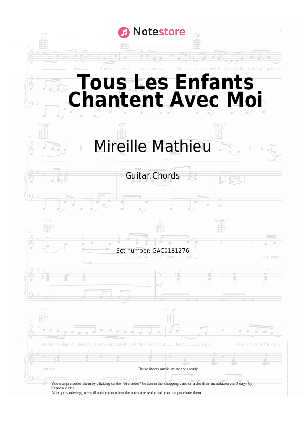 Tous Les Enfants Chantent Avec Moi - Mireille Mathieu Chords - Guitar.Chords