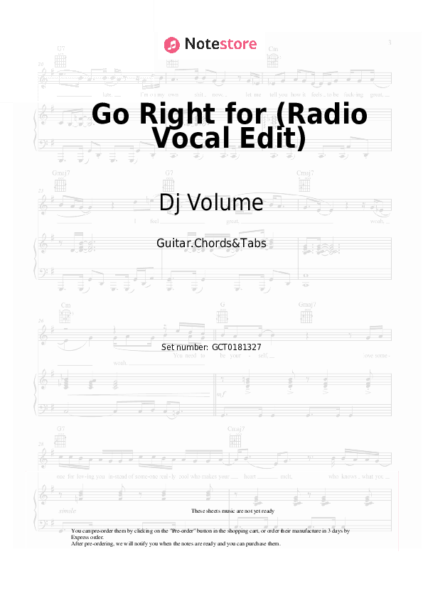 Go Right for (Radio Vocal Edit) - Dj Volume Chords and Tabs - Guitar.Chords&Tabs