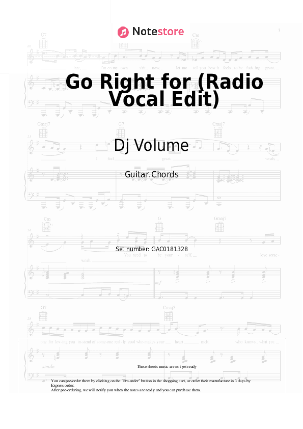 Go Right for (Radio Vocal Edit) - Dj Volume Chords - Guitar.Chords