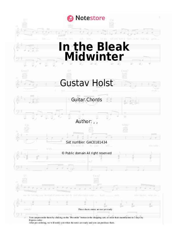 In the Bleak Midwinter - Gustav Holst Chords - Guitar.Chords
