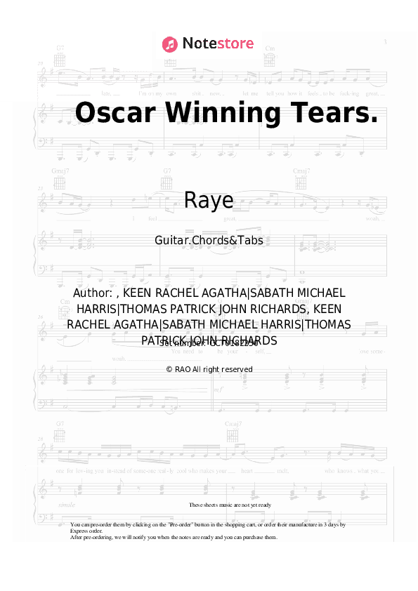 Oscar Winning Tears. - Raye Chords and Tabs - Guitar.Chords&Tabs