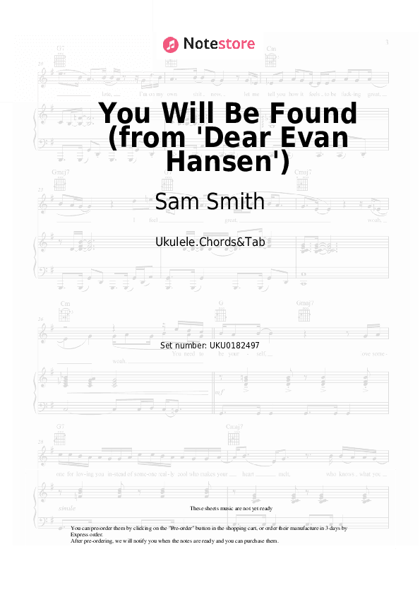You Will Be Found (from 'Dear Evan Hansen') - Sam Smith, Summer Walker Ukulele Sheet Music - Ukulele.Chords&Tab