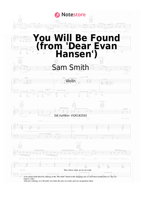 You Will Be Found (from 'Dear Evan Hansen') - Sam Smith, Summer Walker Violin Sheet Music - Violin