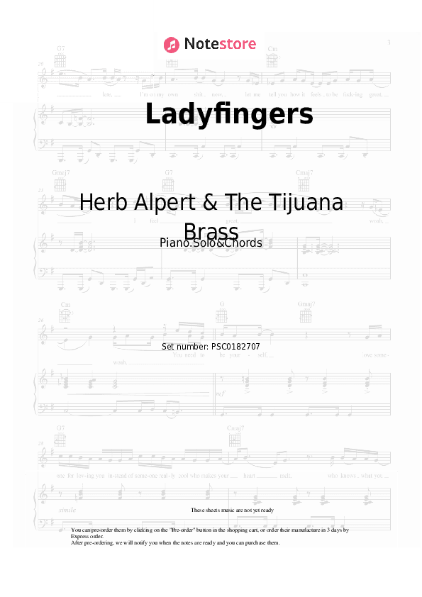 Ladyfingers - Herb Alpert & The Tijuana Brass Piano Sheet Music and Chords - Piano.Solo&Chords