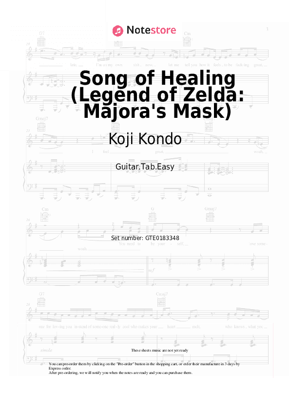 Song of Healing (Legend of Zelda: Majora's Mask) - Koji Kondo Tabs Easy - Guitar.Tab.Easy