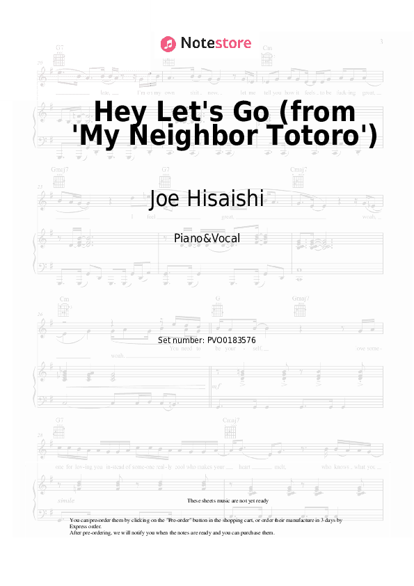 Hey Let's Go (from 'My Neighbor Totoro') - Joe Hisaishi Piano Sheet Music with the Voice part - Piano&Vocal