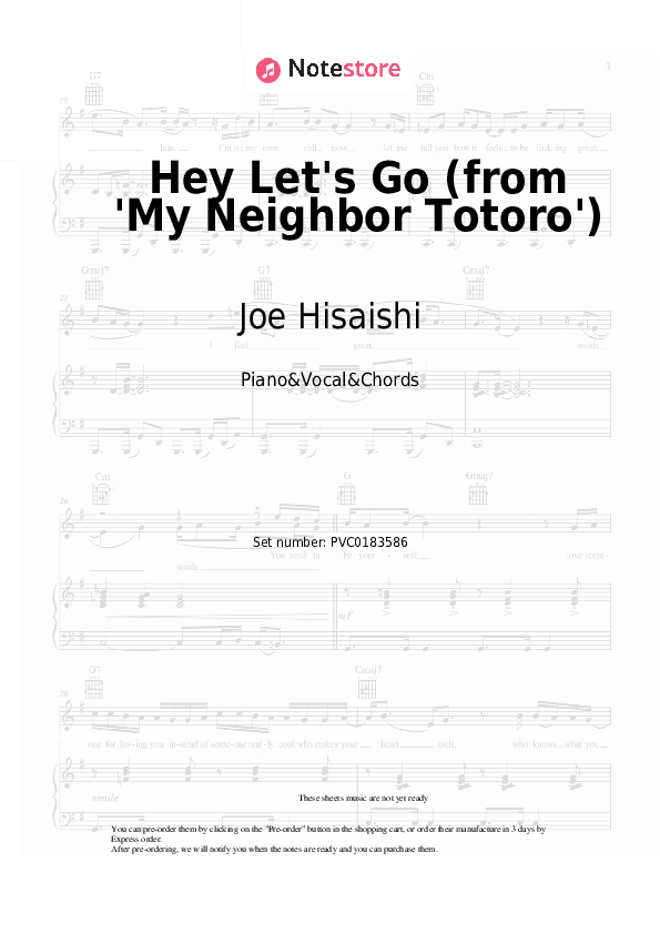 Hey Let's Go (from 'My Neighbor Totoro') - Joe Hisaishi Piano Sheet Music with the Vocal and Chords - Piano&Vocal&Chords