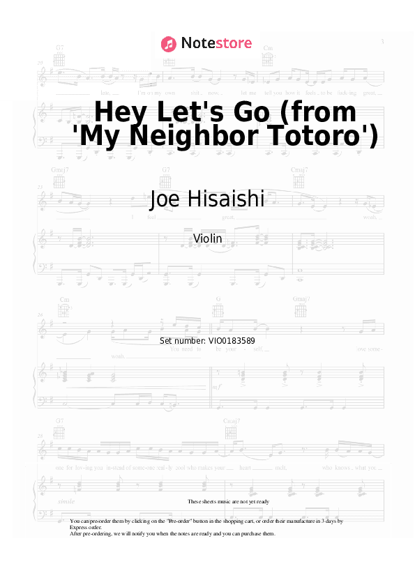 Hey Let's Go (from 'My Neighbor Totoro') - Joe Hisaishi Violin Sheet Music - Violin