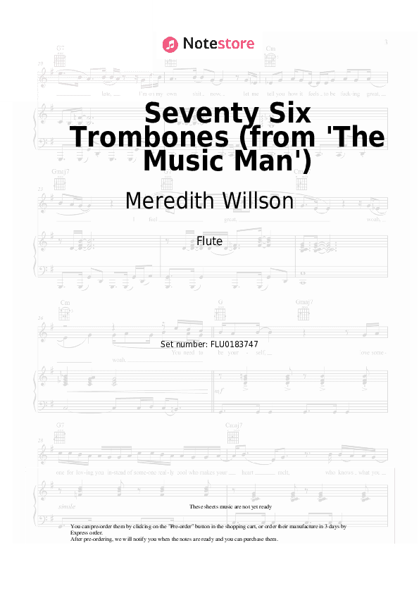 Seventy Six Trombones (from 'The Music Man') - Meredith Willson Flute Sheet Music - Flute