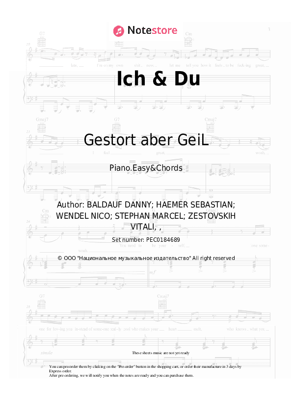 Ich & Du - Gestort aber GeiL, Sebastian Hämer Sheet Music Easy and Chords - Piano.Easy&Chords
