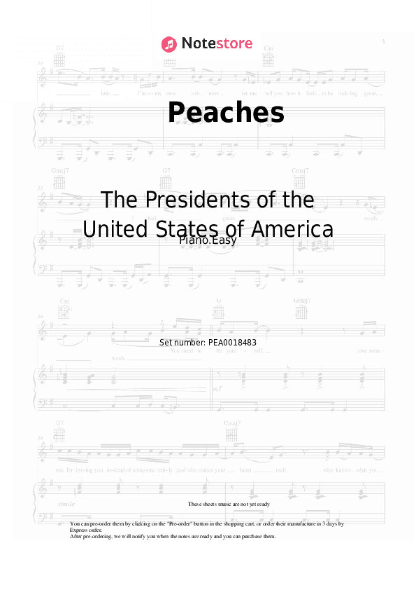 Peaches - The Presidents of the United States of America Piano Sheet Music Easy - Piano.Easy