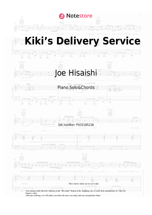 Kiki’s Delivery Service - Joe Hisaishi Piano Sheet Music and Chords - Piano.Solo&Chords
