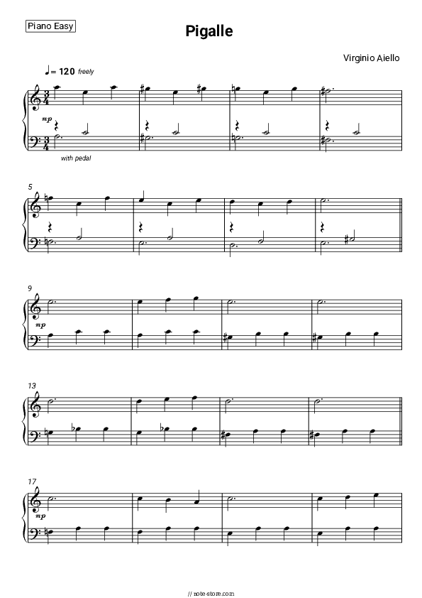 Pigalle - Virginio Aiello Piano Sheet Music Easy - Piano.Easy