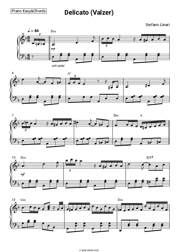 Delicato (Valzer) - Stefano Linari Sheet Music Easy and Chords - Piano.Easy&Chords