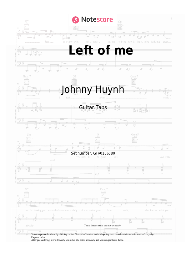Left of me - Johnny Huynh Tabs - Guitar.Tabs