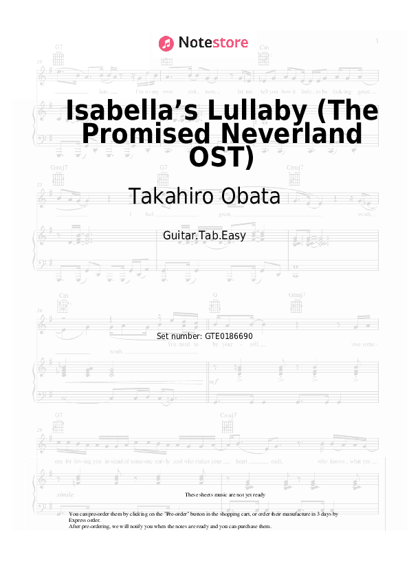 Isabella’s Lullaby (The Promised Neverland OST) - Takahiro Obata Tabs Easy - Guitar.Tab.Easy