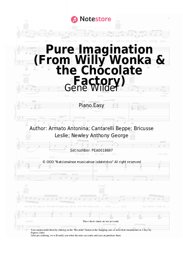 Pure Imagination (From Willy Wonka & the Chocolate Factory) - Gene Wilder Piano Sheet Music Easy - Piano.Easy