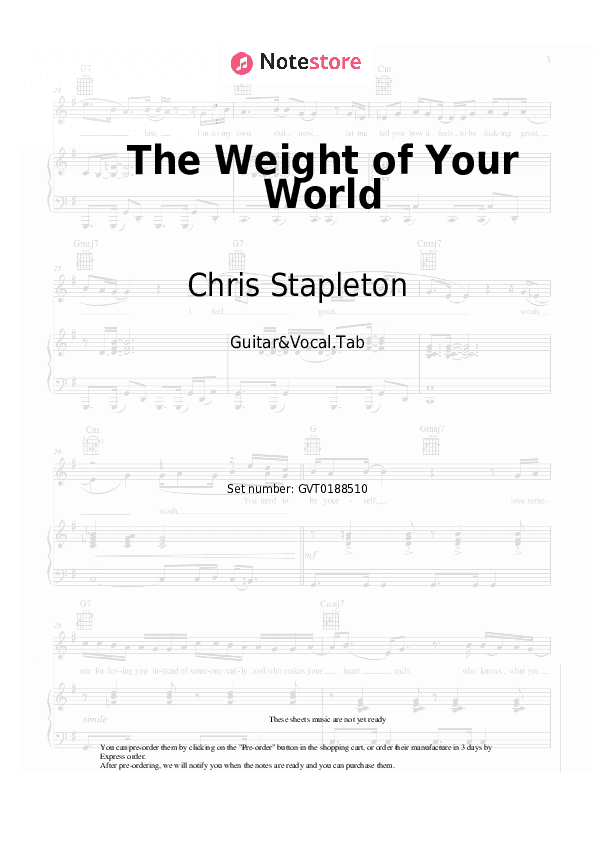 The Weight of Your World - Chris Stapleton Chords and Voice - Guitar&Vocal.Tab