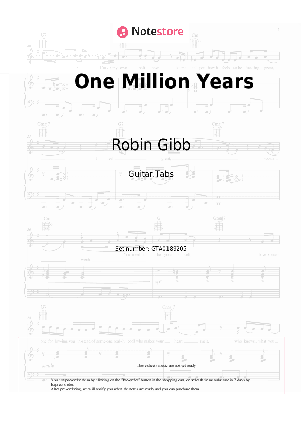 One Million Years - Robin Gibb Tabs - Guitar.Tabs