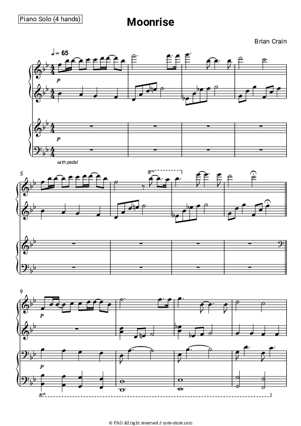 Moonrise - Brian Crain Sheet Music - Piano.Solo (4 hands)