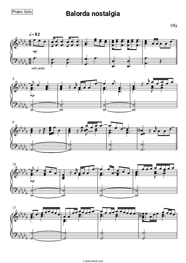Balorda nostalgia - Olly Piano Sheet Music - Piano.Solo