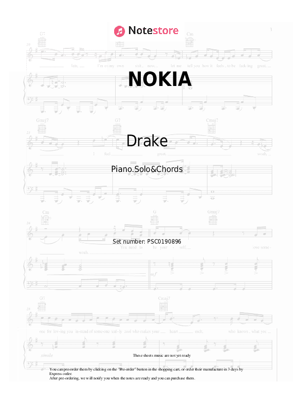 NOKIA - Drake, Elkan Piano Sheet Music and Chords - Piano.Solo&Chords
