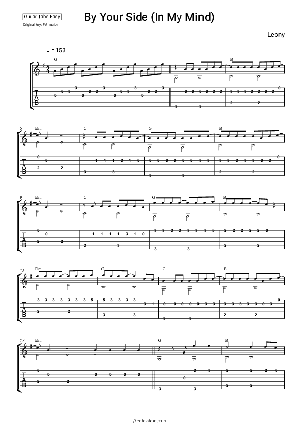 By Your Side (In My Mind) - Leony Tabs Easy - Guitar.Tab.Easy