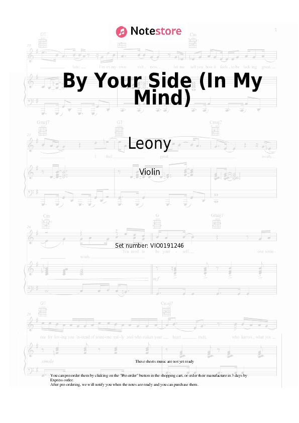 By Your Side (In My Mind) - Leony Violin Sheet Music - Violin