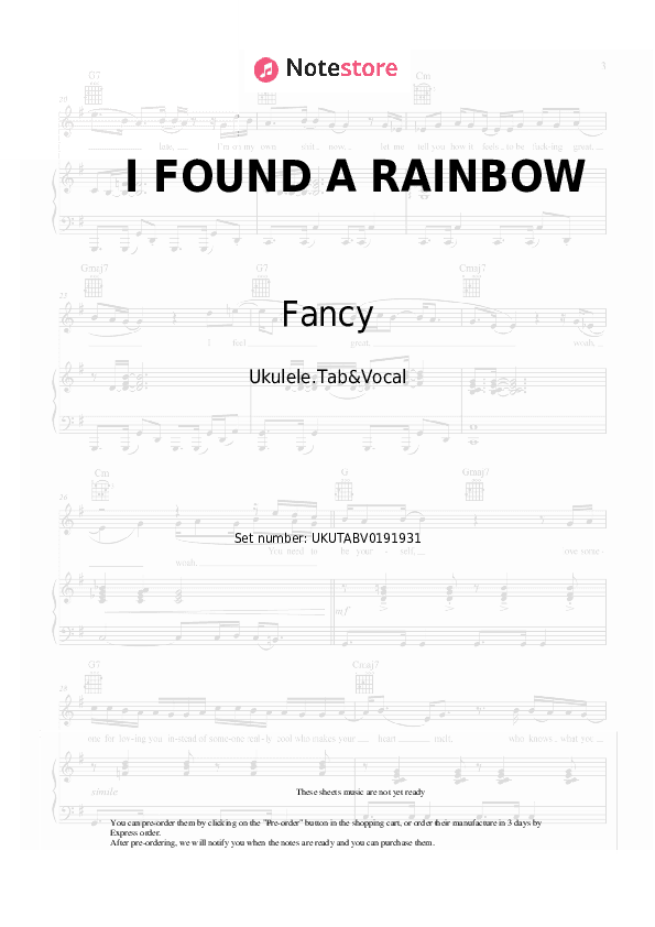 I FOUND A RAINBOW - Fancy, Lian Ross Sheet Music - Ukulele.Tab&Vocal
