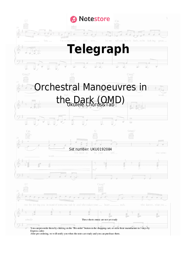 Telegraph - Orchestral Manoeuvres in the Dark (OMD) Ukulele Sheet Music - Ukulele.Chords&Tab