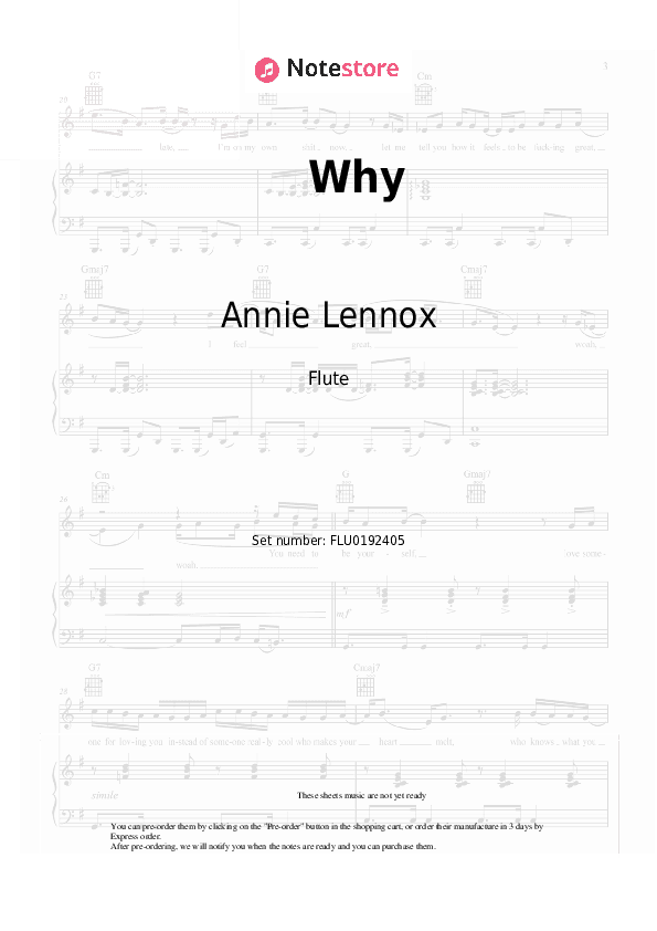 Why - Annie Lennox Flute Sheet Music - Flute