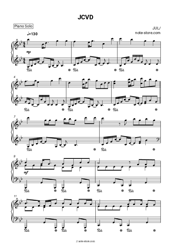 JCVD - JUL Piano Sheet Music - Piano.Solo