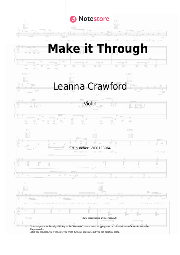 Make it Through - Leanna Crawford Violin Sheet Music - Violin
