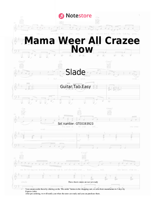 Mama Weer All Crazee Now - Slade Tabs Easy - Guitar.Tab.Easy